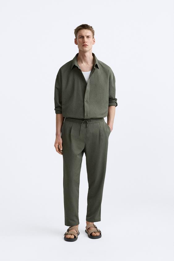 Zara Solid Green Casual Pants Size XS - 39% off