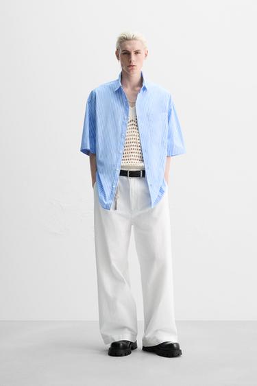 CALÇA WIDE FIT COM PREGAS - Branco da Zara - Imagem 0