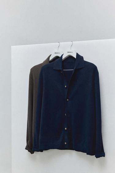 CARDIGAN REGULAR FIT - Azul-marinho-escuro da Zara