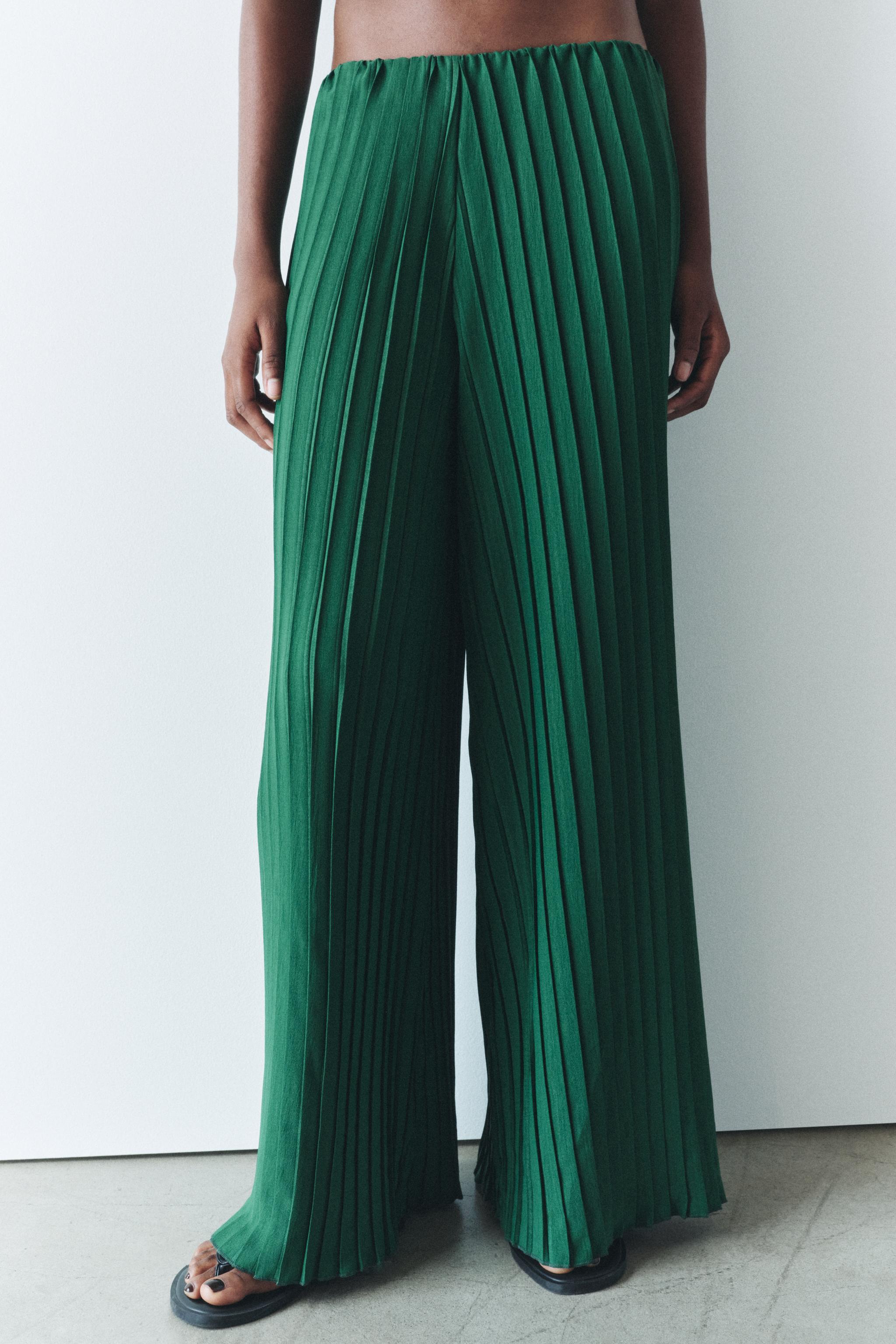 PLEATED TROUSERS Green ZARA Spain