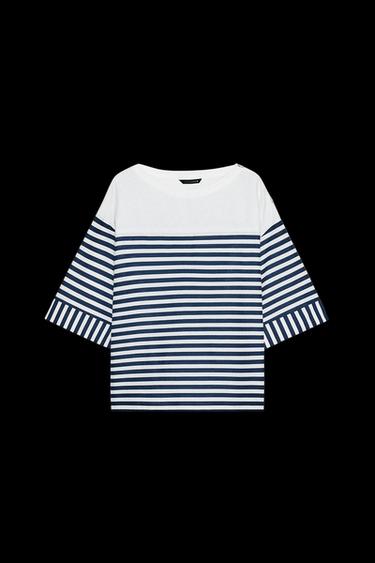 GESTREIFTES HEMD MIT LEINENANTEIL - Weiß / Blau von Zara - Bild 0