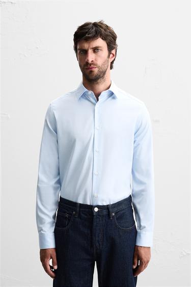 CAMISA REGULAR FIT - Azul-celeste da Zara