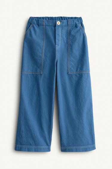 Zara LIMITED EDITION PANTS WITH CONTRAST TOPSTITCHING - Blue / Indigo