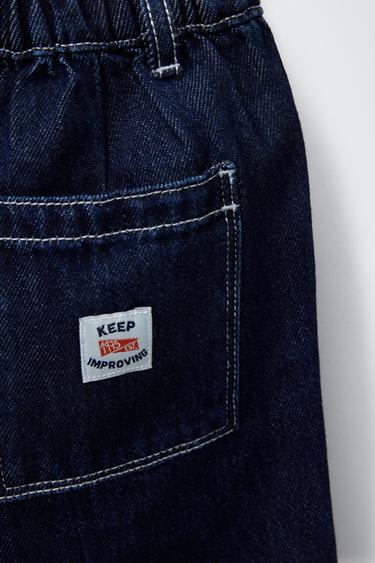 DENIM BERMUDA SHORTS WITH LABEL - Blue by Zara - Image 3