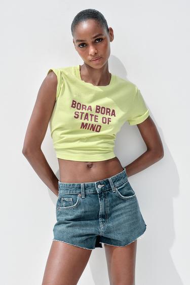 TRF-MINI-DENIMSHORTS MIT MITTELHOHEM BUND - Blau / Grau von Zara