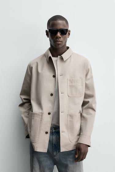 REGULAR FIT HERRINGBONE TEXTURED JACKET - Beige by Zara