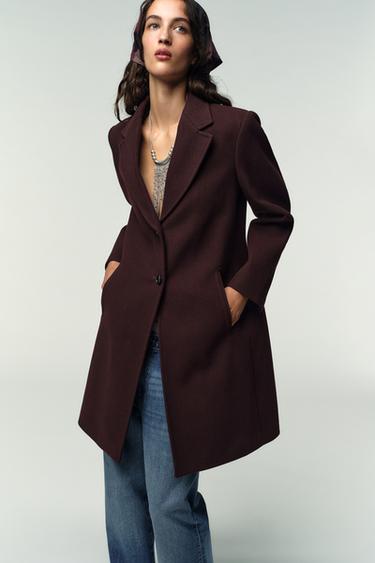 ABRIGO HOMBRERAS SOFT - Burgundy de Zara
