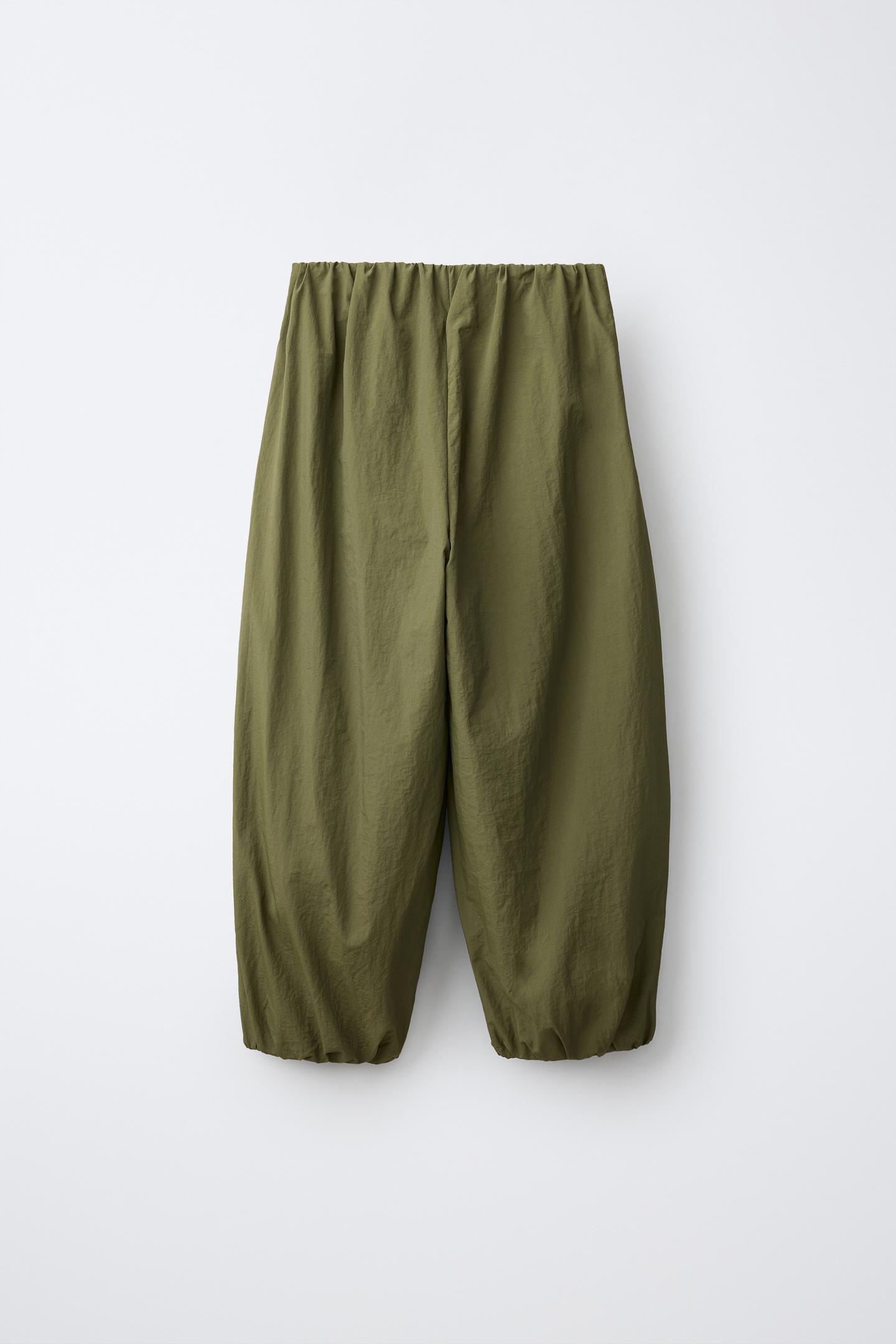 Детские брюки Zara Technical Balloon, цвет: Оливковый зелёный — фото 2