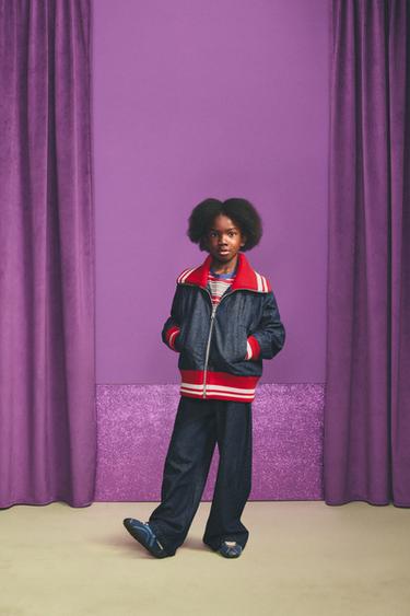 HARRY LAMBERT FOR ZARA X DISNEY ДЕНИМ ҚАБЫРҒАЛЫ БОМБЕР КҮРТЕШЕСІ - Индиго Zara компаниясынан