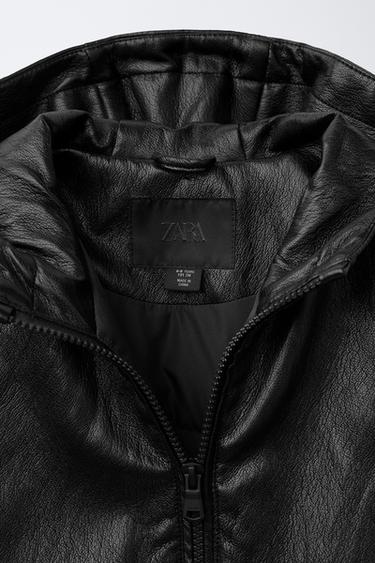 FAUX LEATHER PUFFER JACKET - Black by Zara - Image 6