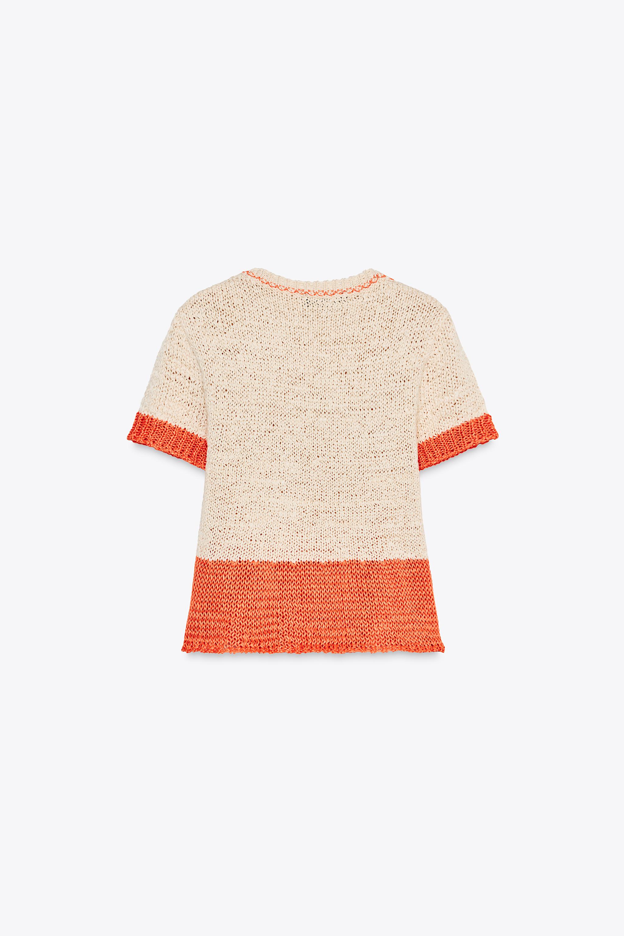 SHORT SLEEVE KNIT TOP - Light beige | ZARA United States