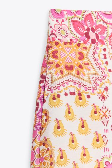 PRINTED TROUSERS WITH GUIPURE TRIM - Multicoloured de Zara - Image 7