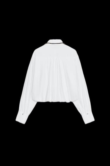 Zara BEADED POPLIN SHIRT - White