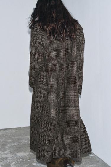 MANTEAU À CARREAUX COLLECTION ZW - Marron foncé de Zara - Image 2