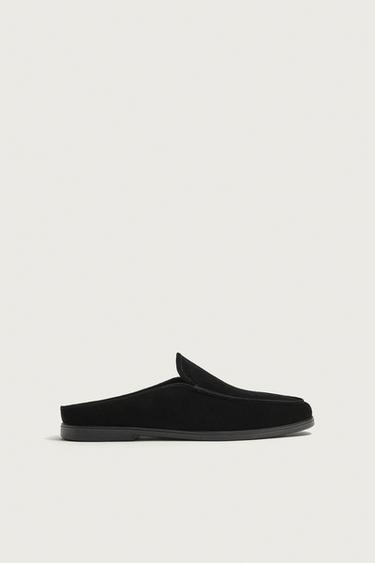 LEATHER MULE LOAFERS - Black by Zara