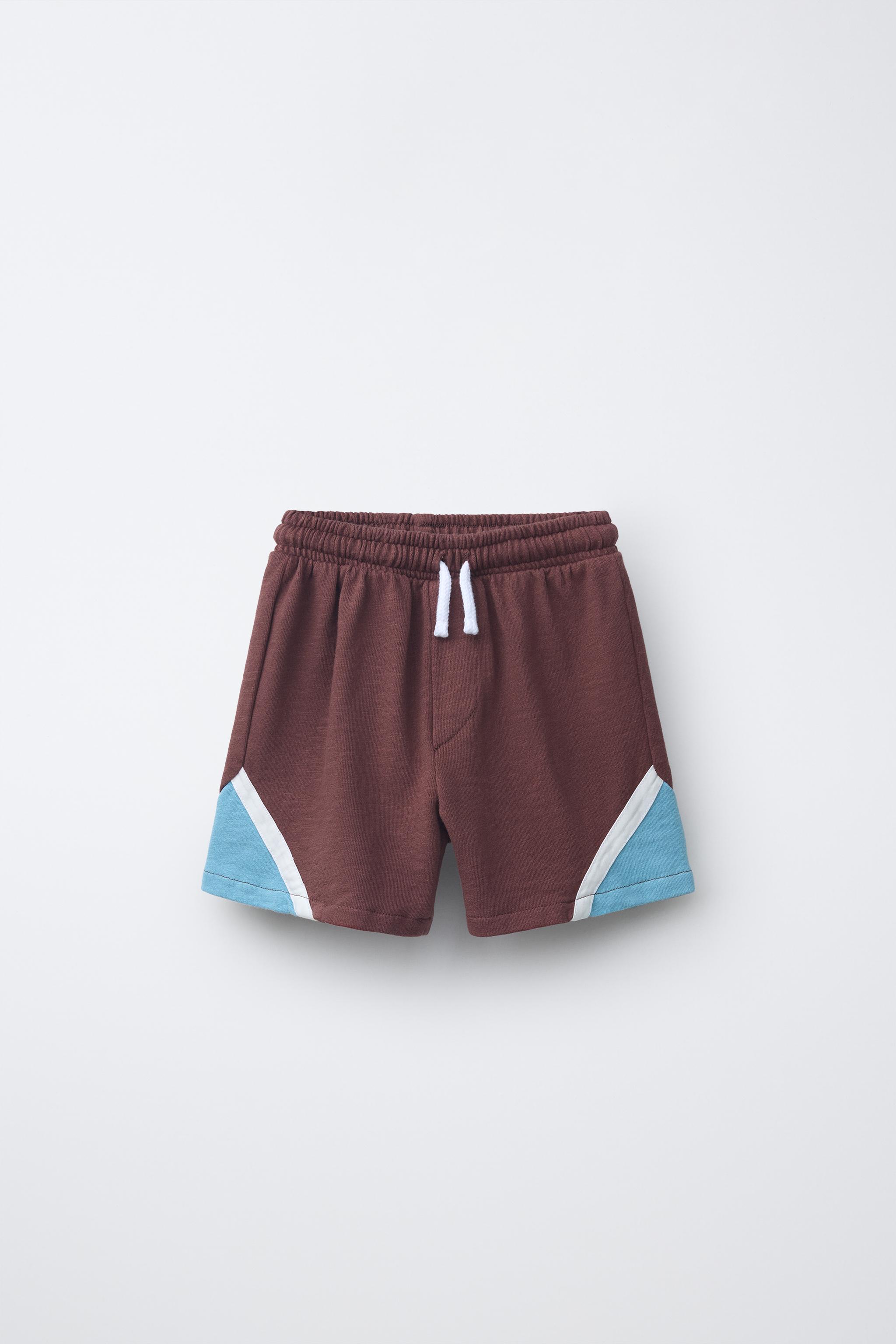 PLUSH BERMUDA SHORTS WITH CUT-OUTS — Light blue