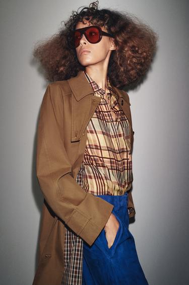 ÁO MĂNG TÔ MIDI ZW COLLECTION - Màu vàng bò đậm từ Zara