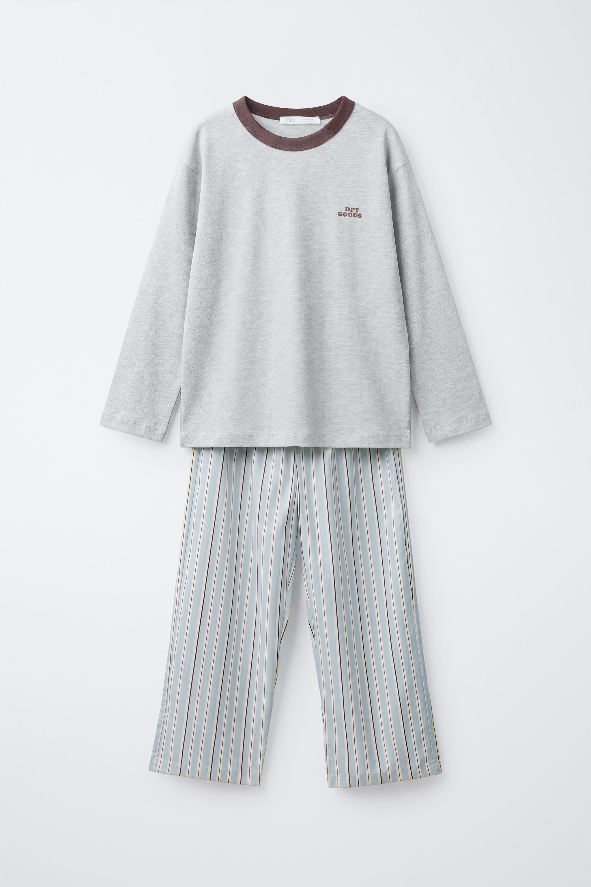6-14 YEARS/ STRIPED PYJAMA SET — Blue