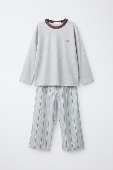 6-14 JAHRE / PYJAMA IN MATERIALKOMBINATION MIT STREIFEN - Blau von Zara
