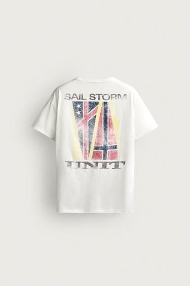 T-SHIRT MIT FLAGGENPRINT - Weiß von Zara
