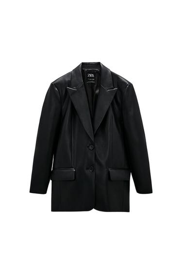 FAUX LEATHER OVERSIZED BLAZER