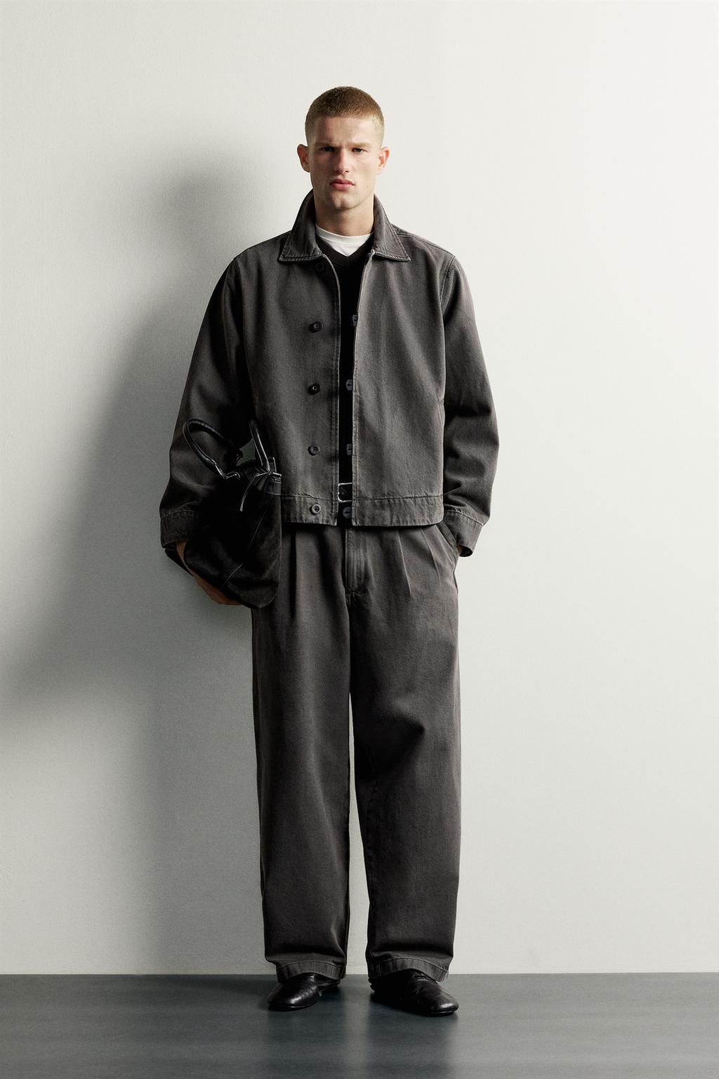 Washed cropped fit jacket