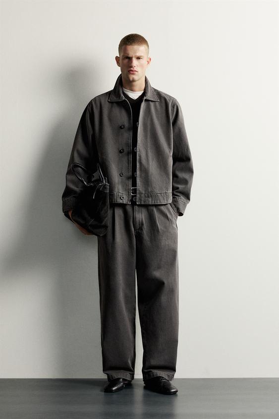 BLOUSON DÉLAVÉ CROPPED FIT - Vert gris de Zara - Image 0