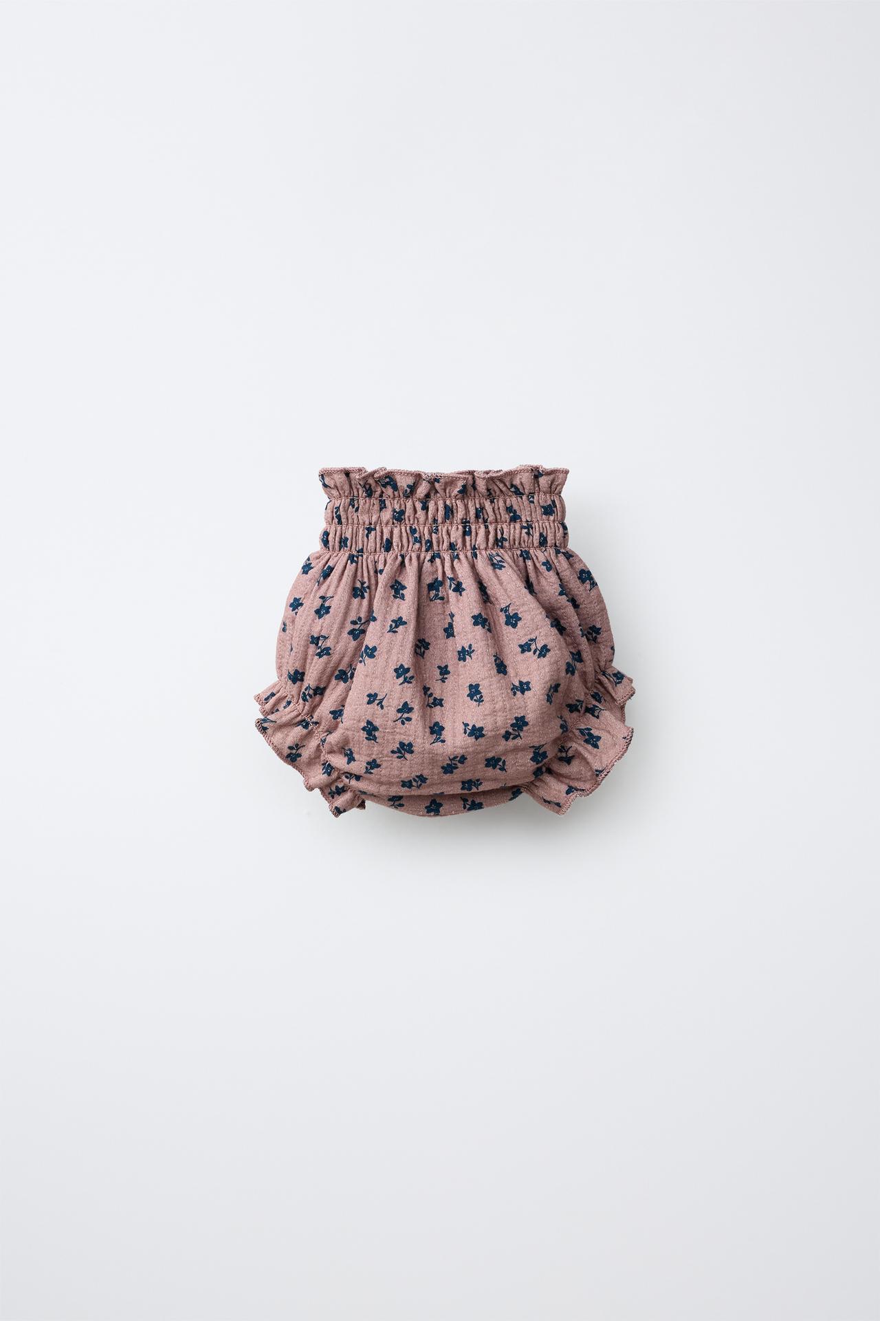 TEXTURED FLORAL BRIEFS — Dusty pink
