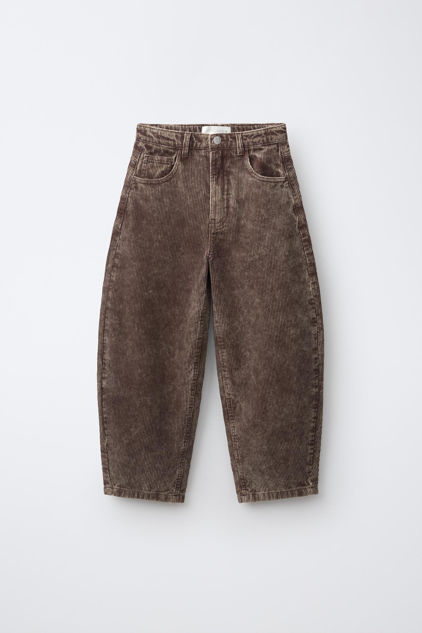 Детские брюки Zara Washed Corduroy Balloon, цвет: Тёмный коричневый — фото 2