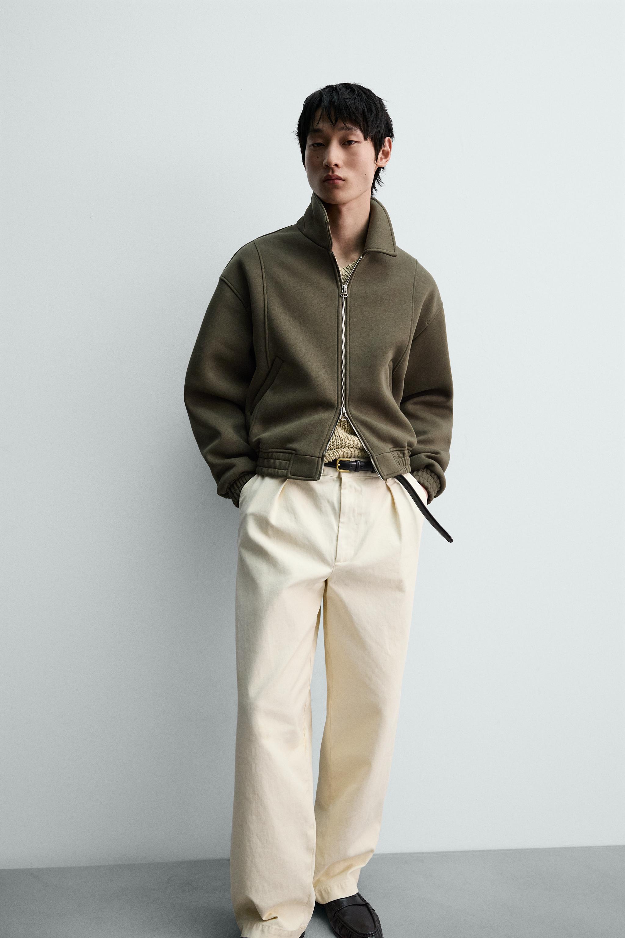 クロップドフィットテクニカルジャケット - オリーブグリーン | ZARA