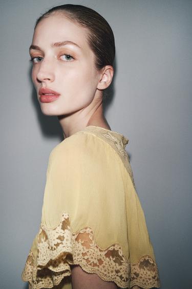 TULLE JUMPSUIT WITH EMBROIDERY AND BEADS - Yellow by Zara - Image 1