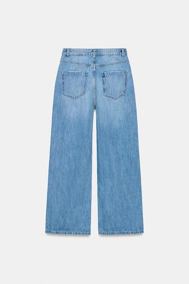 Zara ZW COLLECTION HIGH-RISE WIDE LEG JEANS - Mid-blue