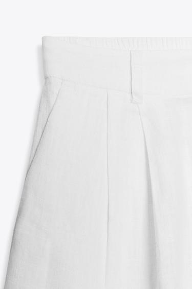 BERMUDAS À PINCES AVEC LIN - Blanc de Zara - Image 5