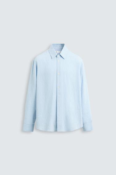 CAMISA RAYAS MEZCLA VISCOSA - Celeste de Zara