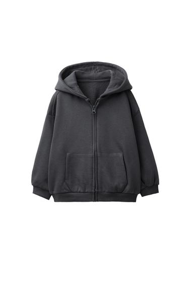 سويت شيرت بسحاب وغطاء رأس - أنثراسيت داكن الخاص بـ Zara