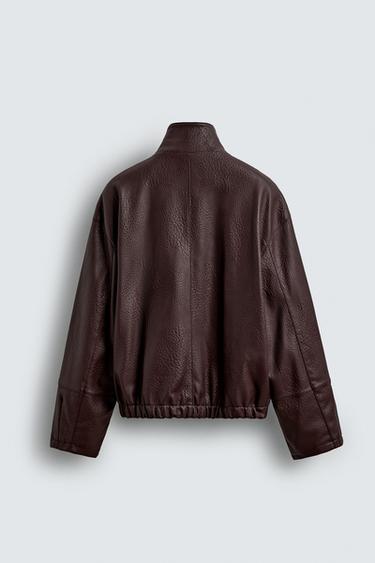 BLOUSON EN MATIÈRE SYNTHÈTIQUE TEXTURÉE - Bordeaux de Zara - Image 7