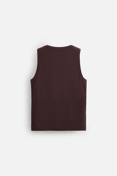 RIBBED TANK TOP - Burgundy by Zara - Image 5