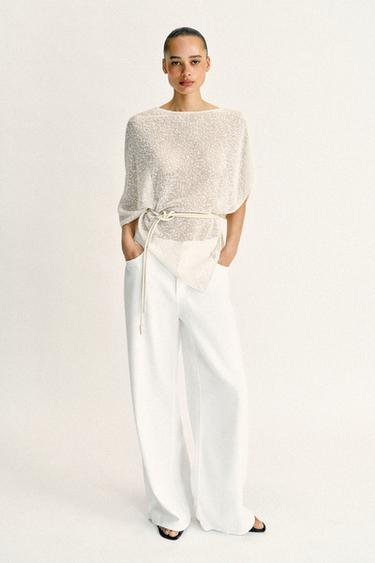 كاب غير متناسق بخيط ممعدن - خَام الخاص بـ Zara