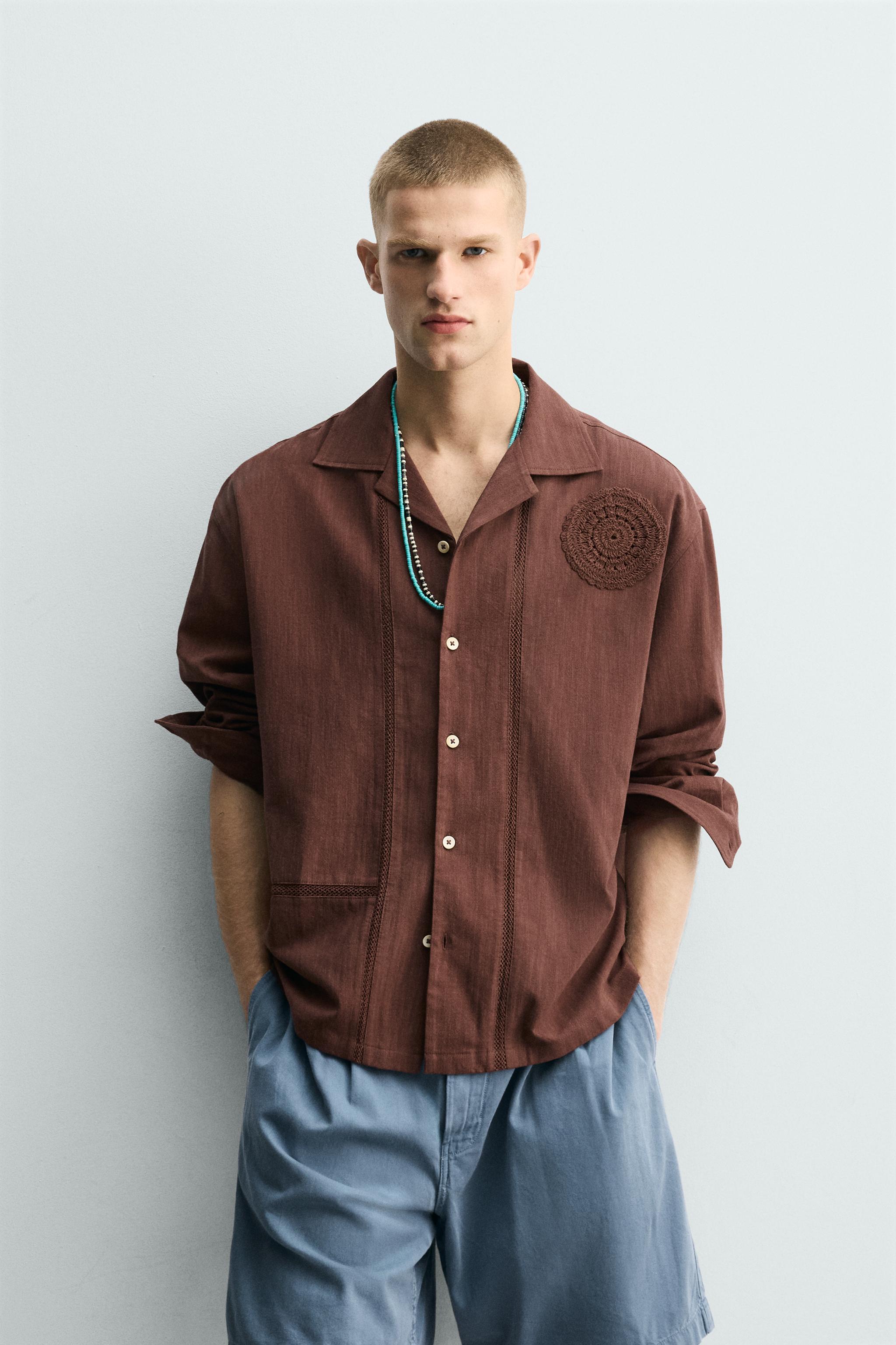 GEOMETRIC CROCHET SHIRT - Burgundy | ZARA Turkey