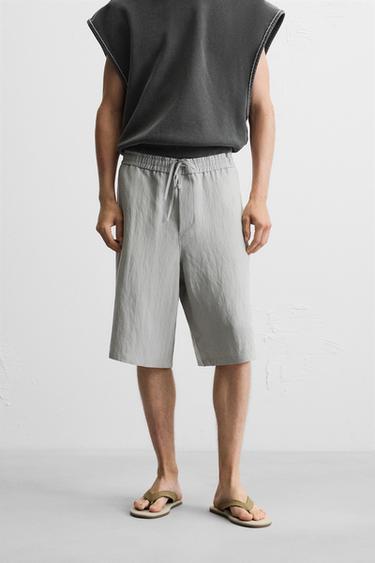 FLOWING WIDE-LEG BERMUDA SHORTS - Ice by Zara