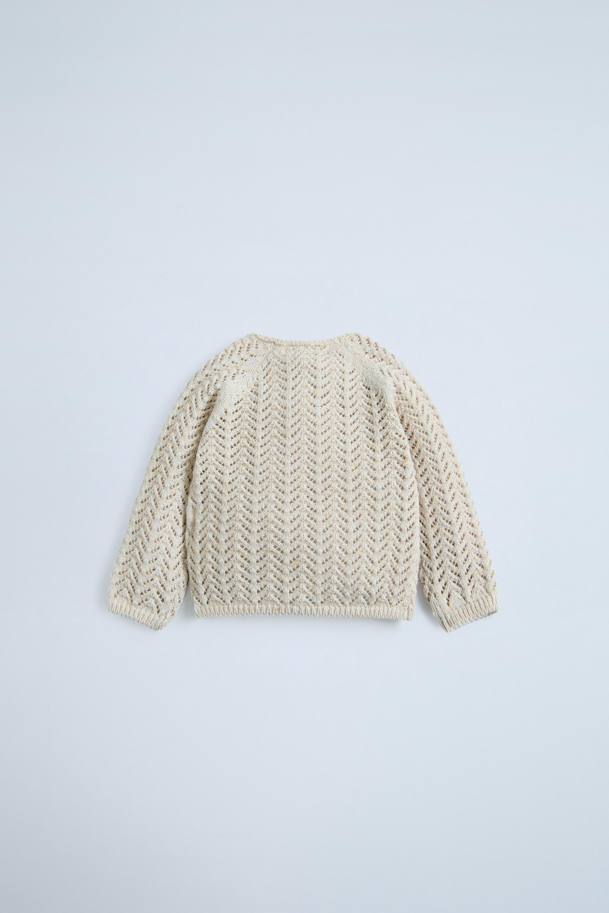 OPENWORK KNIT BUTTONED SWEATER - Light beige | ZARA United States