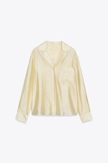 ZW COLLECTION HEMD MIT GESTICKTER TASCHE - Gelb von Zara