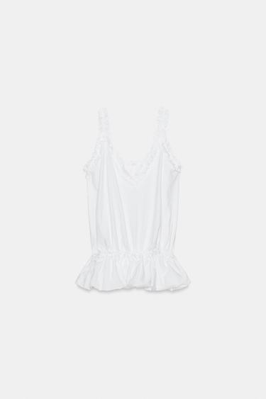 VOLUMINOUS STRAPPY TOP - White by Zara - Image 4