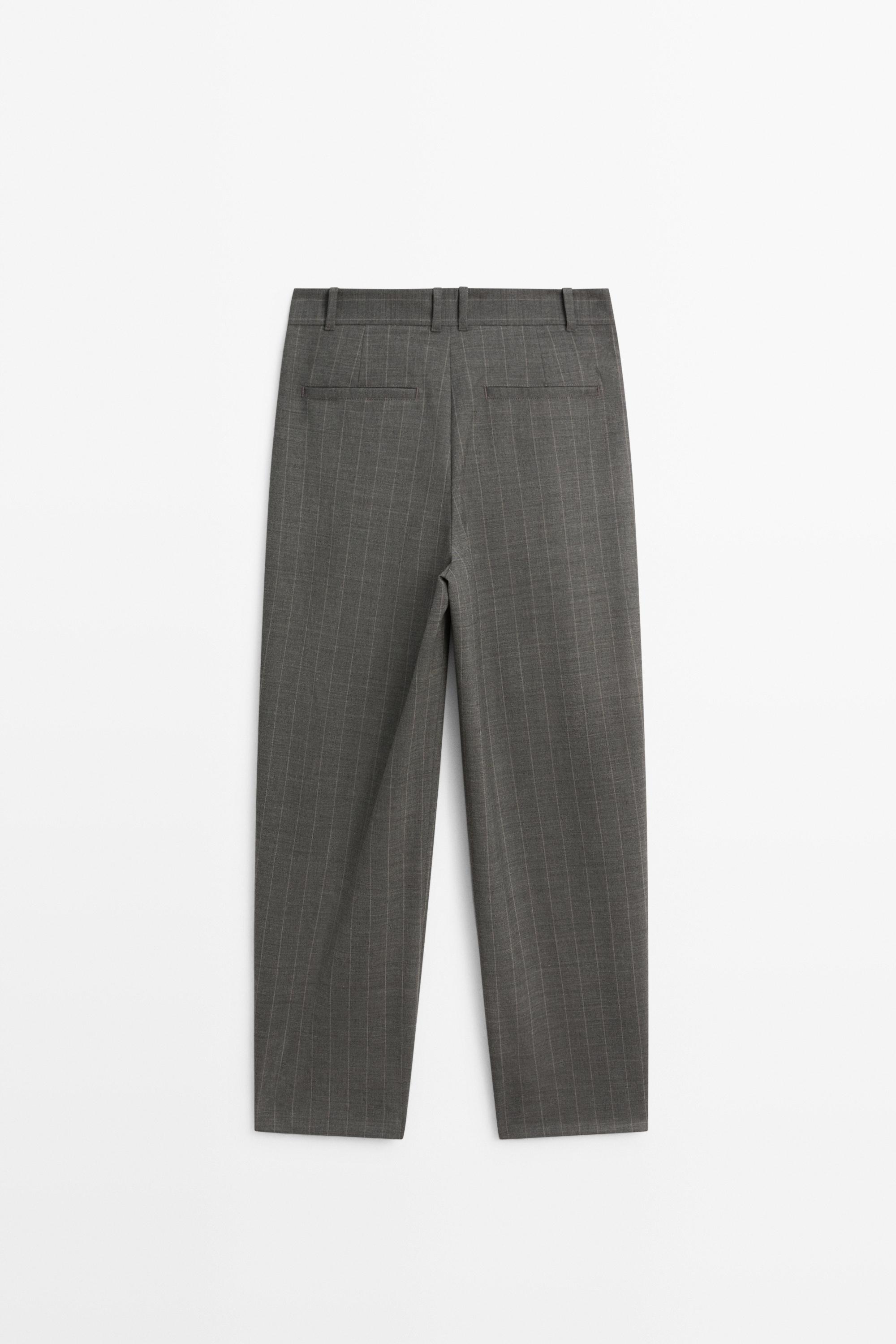 Pinstripe carrot fit pants