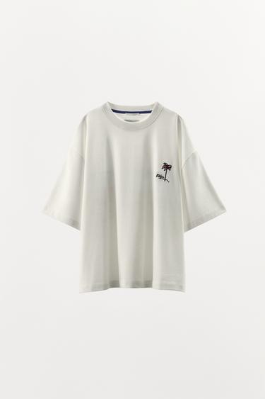 CAMISETA OVERSIZE ESTAMPADA FILIPE JARDIM X ZARA - Branco-marfim da Zara
