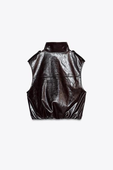 GILET MATIÈRE SYNTHÉTIQUE GLOBO - Bordeaux foncé de Zara - Image 7