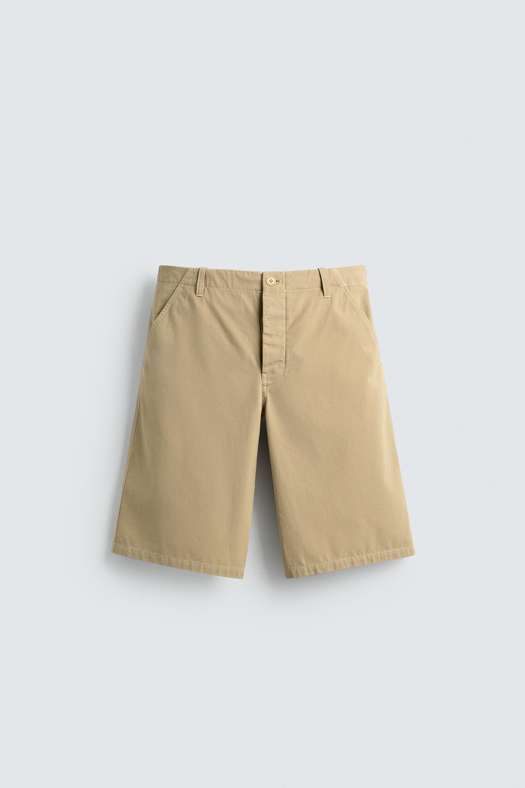 WASHED RELAXED FIT SHORTS — Light yellow