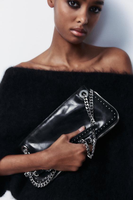 SAC ALLONGÉ À CLOUS - Noir de Zara - Image 0