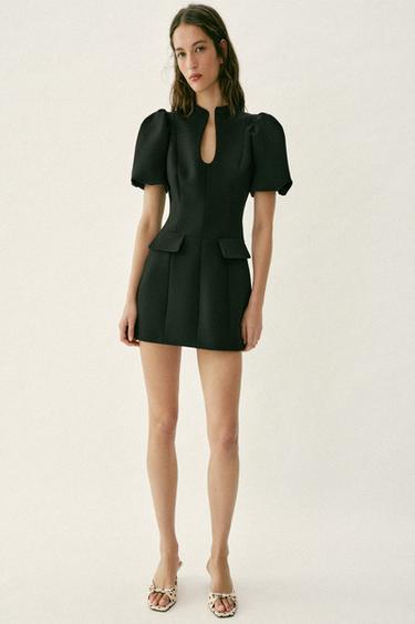 ПЛАТЬЕ С КОРОТКИМИ РУКАВАМИ «ФОНАРИК» — ЧЕРНЫЙ от Zara