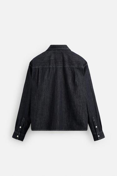 TOPSTITCHED DENIM SHIRT - Blue by Zara - Image 7